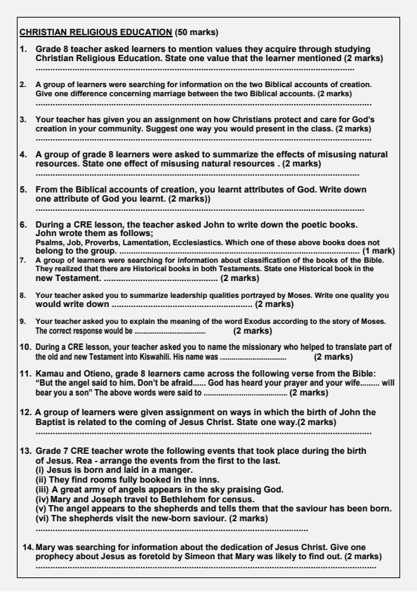 Preview page Grade-8-CRE-Mid-Term-1-Exam-2025_3627_1.jpg