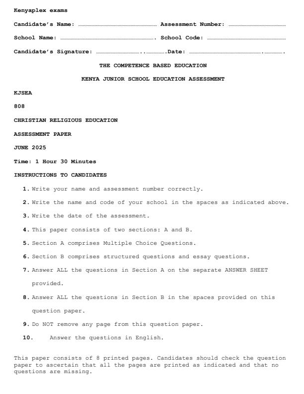 Preview page Grade-8-CRE-Mid-Term-2-Exam-2025_4164_0.jpg