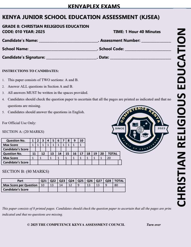 Preview page Grade-8-CRE-Mid-Term-3-Exam-2025_4671_0.jpg