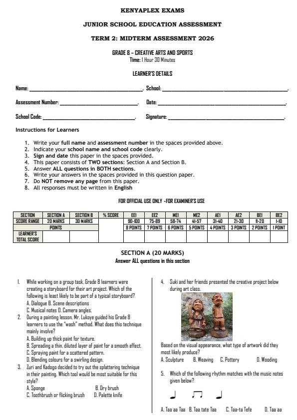 Preview page Grade-8-Creative-Arts-Mid-Term-2-Exam-2026_5880_0.jpg