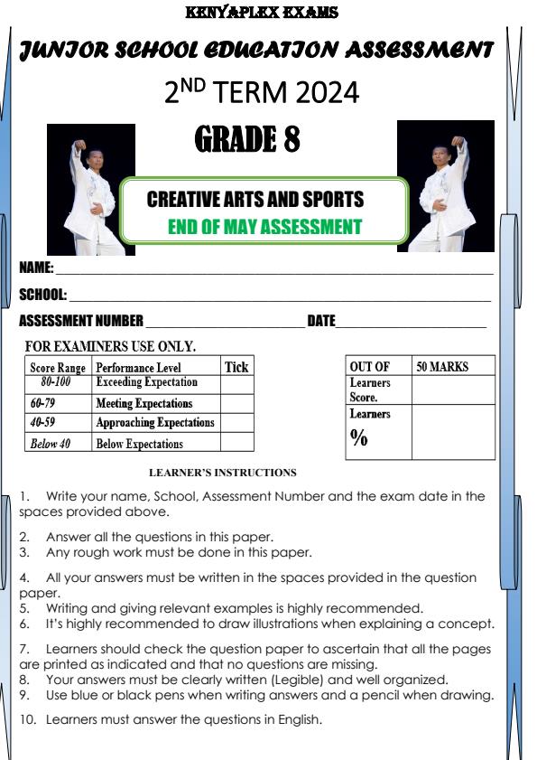 Preview page Grade-8-Creative-Arts-and-Sports-End-of-May-Assessment-Test-2024_2540_0.jpg