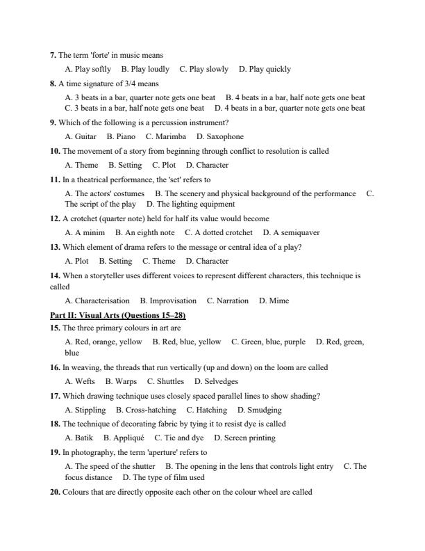 Preview page Grade-8-Creative-Arts-and-Sports-July-Assessment-Examination-2026_6371_1.jpg