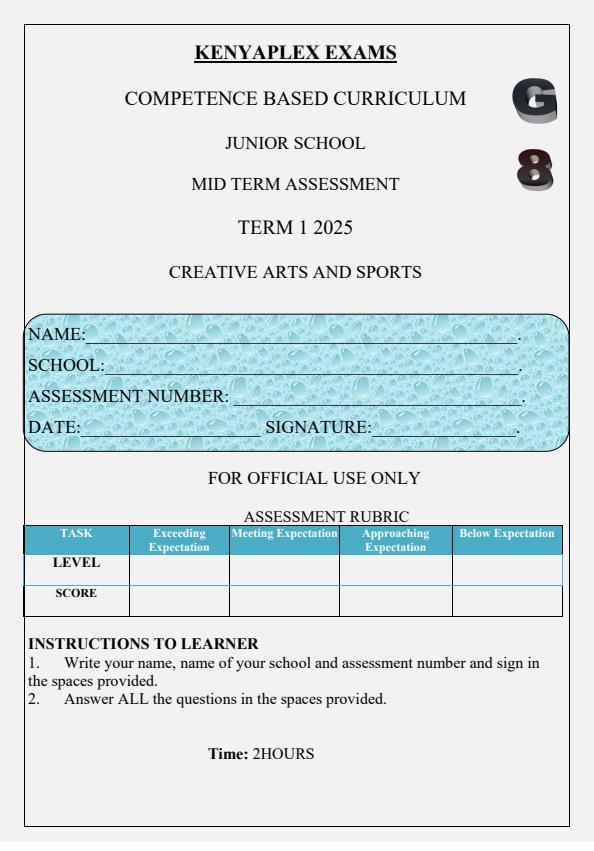 Preview page Grade-8-Creative-Arts-and-Sports-Mid-Term-1-Exam-2025_3620_0.jpg