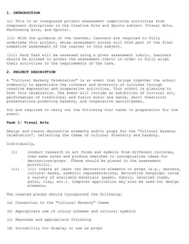 Preview page Grade-8-Creative-Arts-and-Sports-Paper-1-Mid-Term-2-Exam-2025_4165_1.jpg