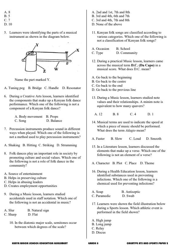 Preview page Grade-8-Creative-Arts-and-Sports-Paper-2-Activity-Term-3-Opener-Exam-2026_6542_1.jpg