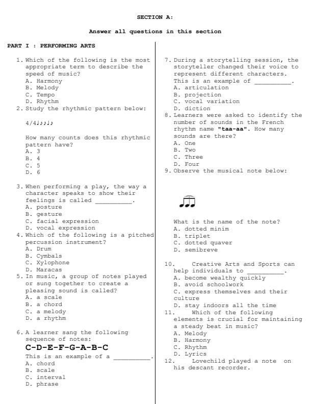 Preview page Grade-8-Creative-Arts-and-Sports-Paper-2-End-Term-3-Exam-2026_6790_1.jpg