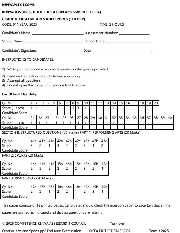 Preview page Grade-8-Creative-Arts-and-Sports-Paper-2-End-of-Term-3-Exam-2025_4868_0.jpg