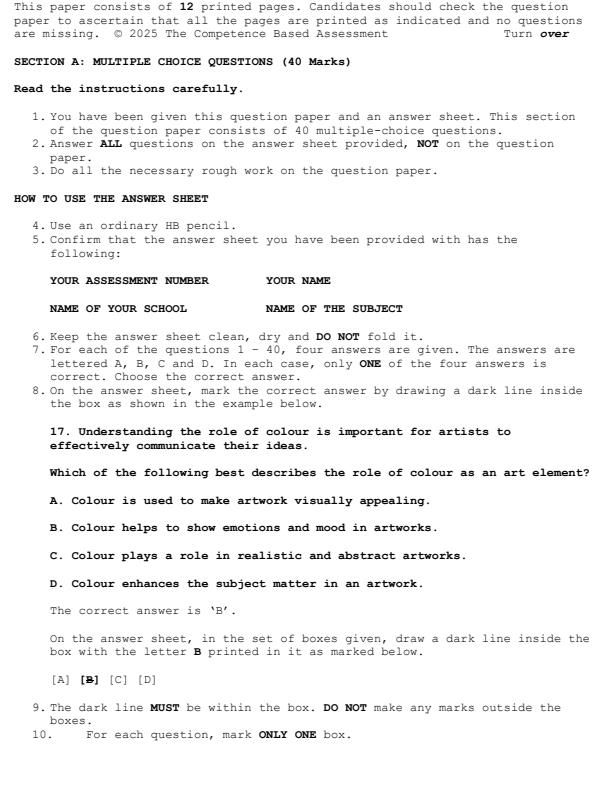 Preview page Grade-8-Creative-Arts-and-Sports-Paper-2-Mid-Term-2-Exam-2025_4166_1.jpg