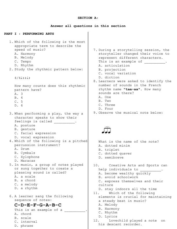 Preview page Grade-8-Creative-Arts-and-Sports-Paper-2-Mid-Term-2-Exam-2025_4166_2.jpg