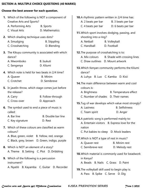 Preview page Grade-8-Creative-Arts-and-Sports-Paper-2-Mid-Term-3-Exam-2025_4673_1.jpg