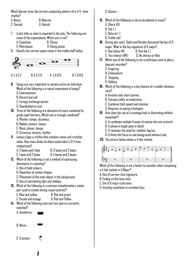 Preview page Grade-8-Creative-Arts-and-Sports-Term-2-Opener-Exam-2026_5610_1.jpg