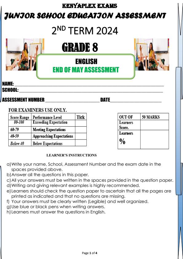 Preview page Grade-8-English-End-of-May-Assessment-Test-2024_2542_0.jpg