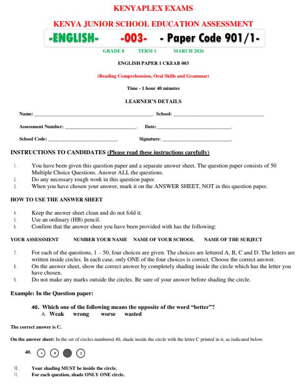 Preview page Grade-8-English-Paper-1-End-Term-1-Exam-2026_5384_0.jpg