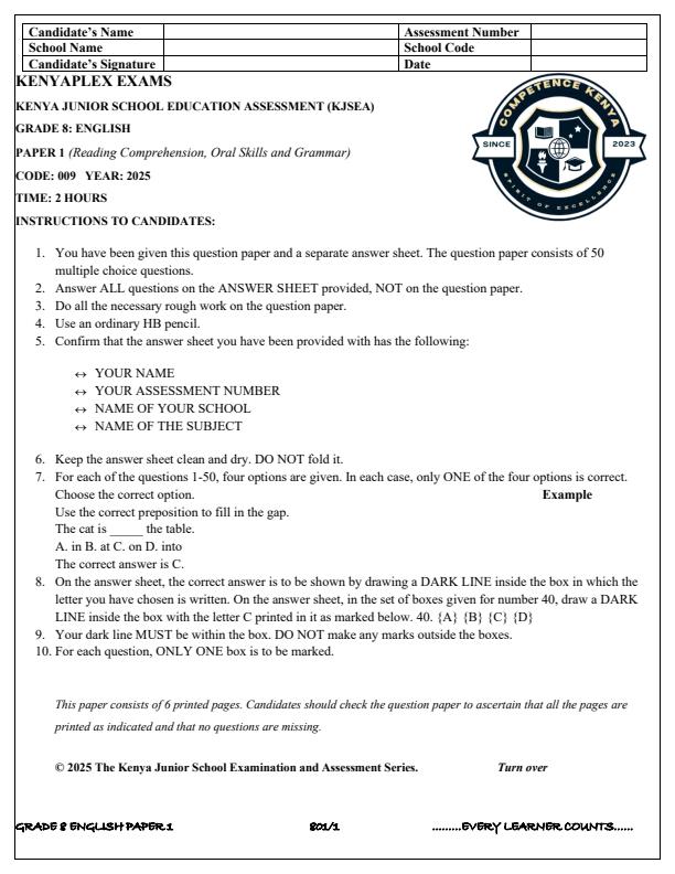 Preview page Grade-8-English-Paper-1-Term-3-Opener-Exam-2025_4548_0.jpg