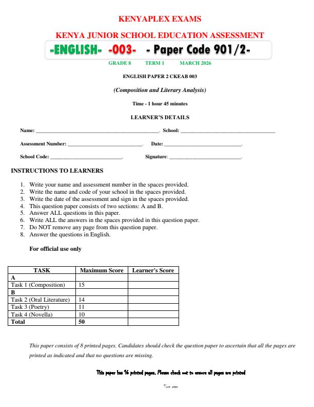 Preview page Grade-8-English-Paper-2-End-Term-1-Exam-2026_5385_0.jpg