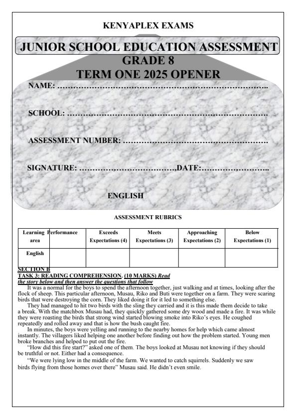 Preview page Grade-8-English-Term-1-Opener-Exam-2025_3464_0.jpg