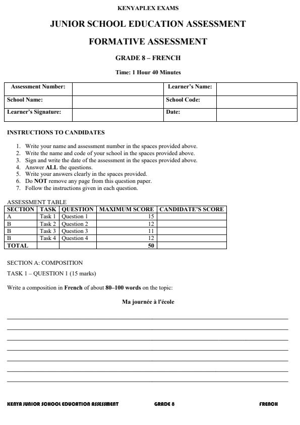 Preview page Grade-8-French-End-Term-3-Set-2-Exam-2026_7170_0.jpg