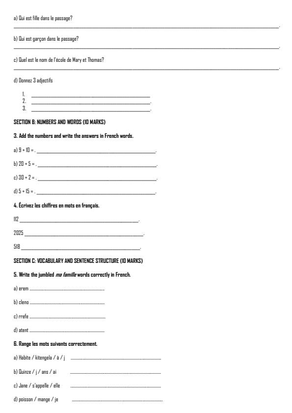 Preview page Grade-8-French-Term-2-OPener-Exam-2026_5613_1.jpg