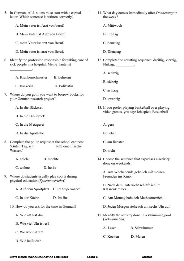 Preview page Grade-8-German-Activity-Term-3-Opener-Exam-2026_6546_1.jpg