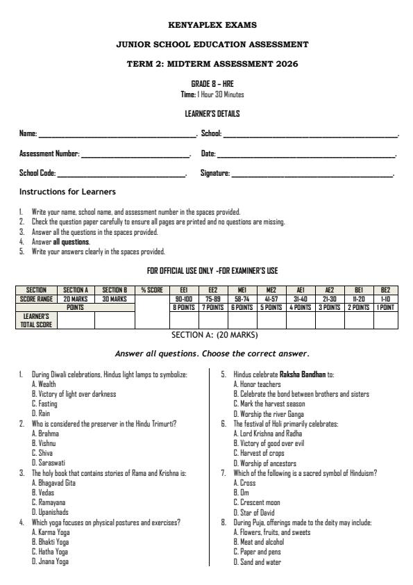 Preview page Grade-8-Hindu-Religious-Education-Mid-Term-2-Exam-2026_5884_0.jpg