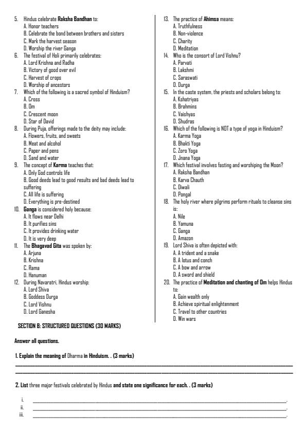 Preview page Grade-8-Hindu-Religious-Education-Term-2-Opener-Exam-2026_5615_1.jpg