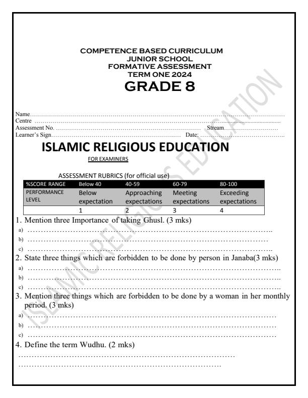 Preview page Grade-8-IRE-Mid-Term-1-Exam-2024-Set-2_2121_0.jpg