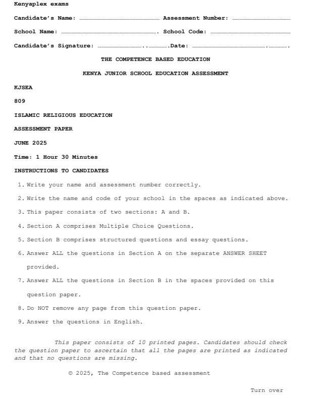 Preview page Grade-8-IRE-Mid-Term-2-Exam-2025_4172_0.jpg