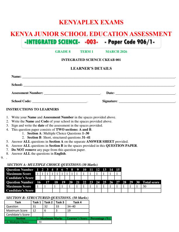 Preview page Grade-8-Integrated-Science-Paper-1-End-Term-1-Exam-2026_5389_0.jpg