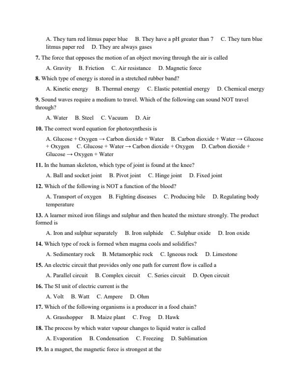 Preview page Grade-8-Integrated-Science-Paper-1-July-Assessment-Examination-2026_6374_1.jpg