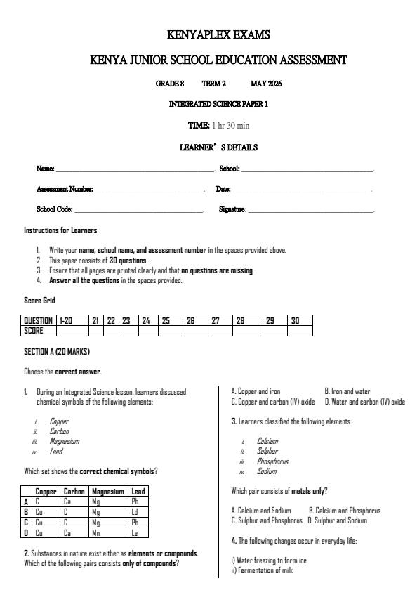 Preview page Grade-8-Integrated-Science-Paper-1-Term-2-OPener-Exam-2026_5616_0.jpg