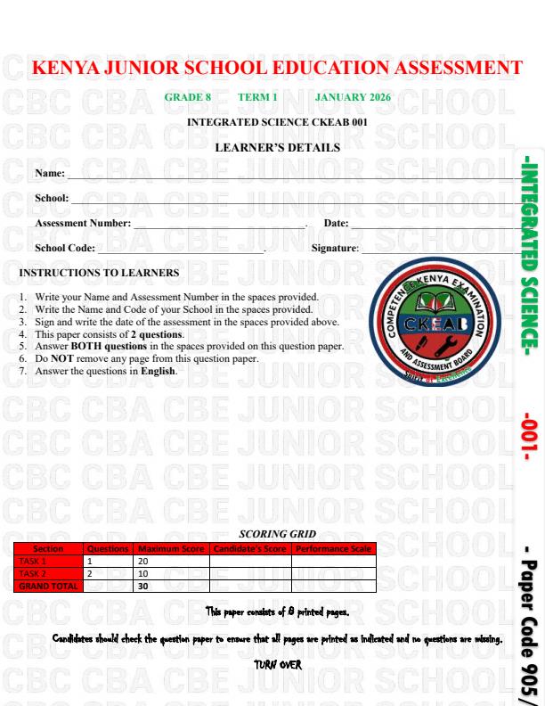 Preview page Grade-8-Integrated-Science-Paper-2-Term-1-Opener-Exam-2026_4992_0.jpg