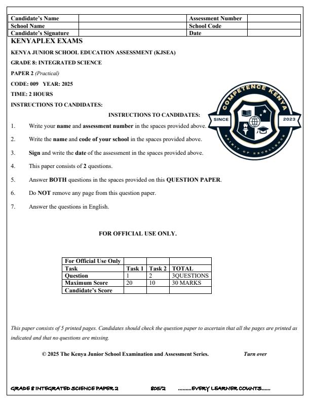 Preview page Grade-8-Integrated-Science-Paper-2-Term-3-Opener-Exam-2025_4552_0.jpg