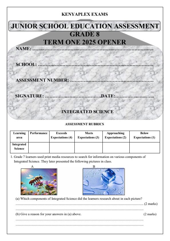 Preview page Grade-8-Integrated-Science-Term-1-Opener-Exam-2025_3466_0.jpg