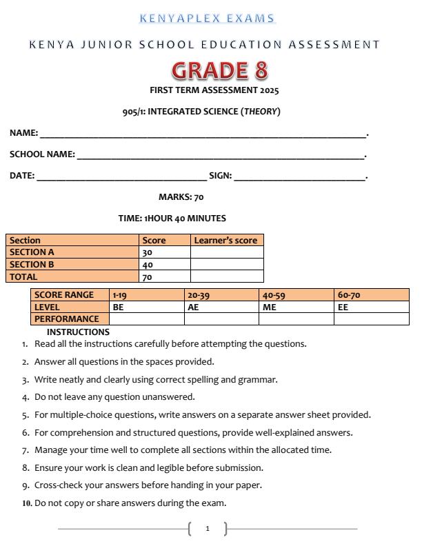 Preview page Grade-8-Integrated-Science-Theory-End-of-Term-1-Examination-2025_3832_0.jpg