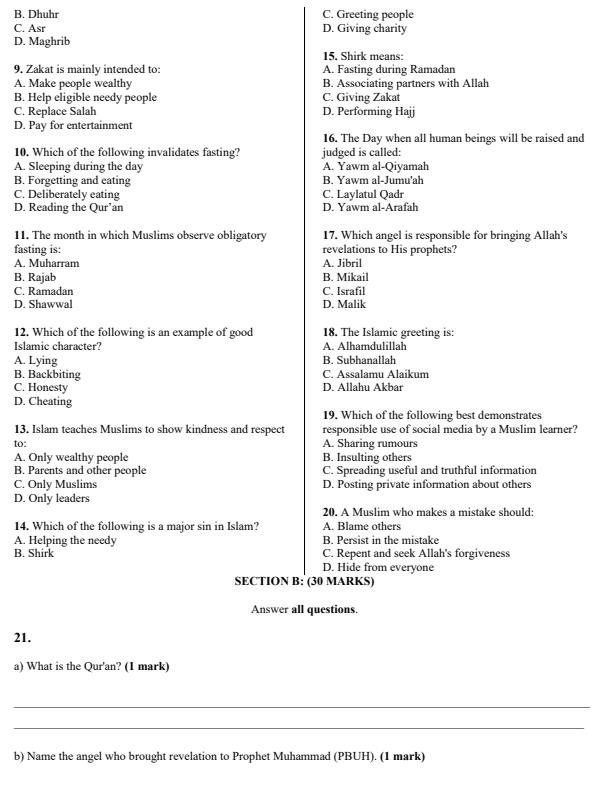 Preview page Grade-8-Islamic-Religious-Education-End-Term-3-Set-2-Exam-2026_7175_1.jpg