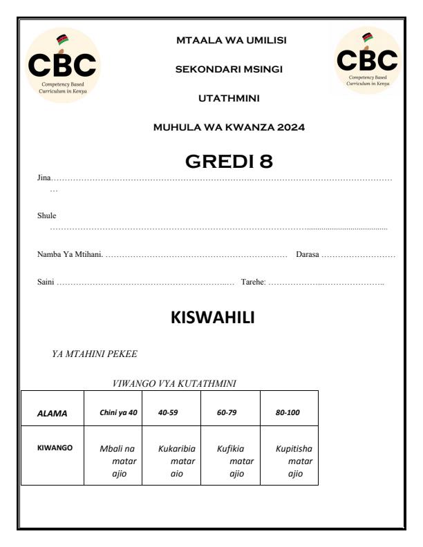 Preview page Grade-8-Kiswahili-Mid-Term-1-Exam-2024-Set-1_2112_0.jpg