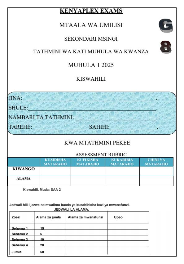 Preview page Grade-8-Kiswahili-Mid-Term-1-Exam-2025_3624_0.jpg