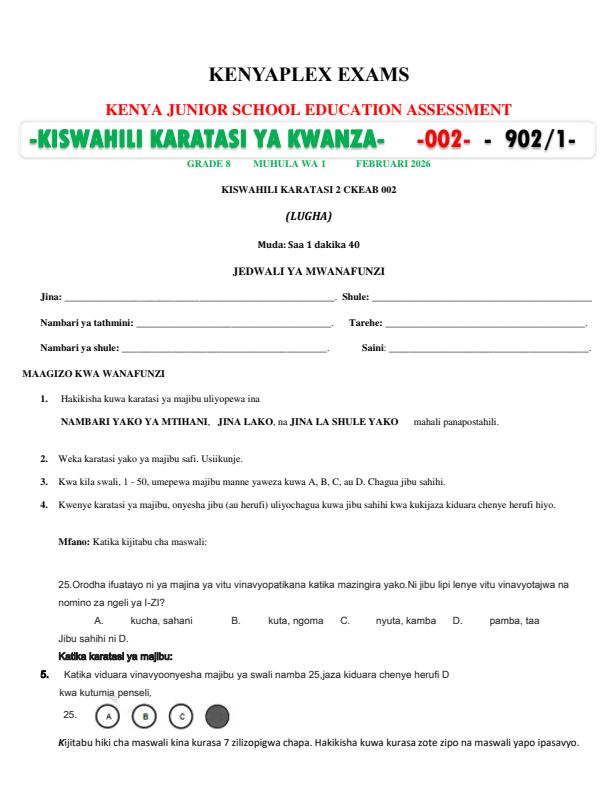 Preview page Grade-8-Kiswahili-Paper-1-Mid-term-1-Exam-2026_5109_0.jpg