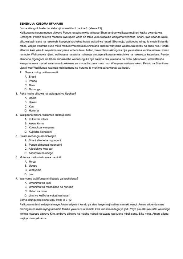 Preview page Grade-8-Kiswahili-Paper-1-Term-2-Opener-Exam-2025_4035_1.jpg