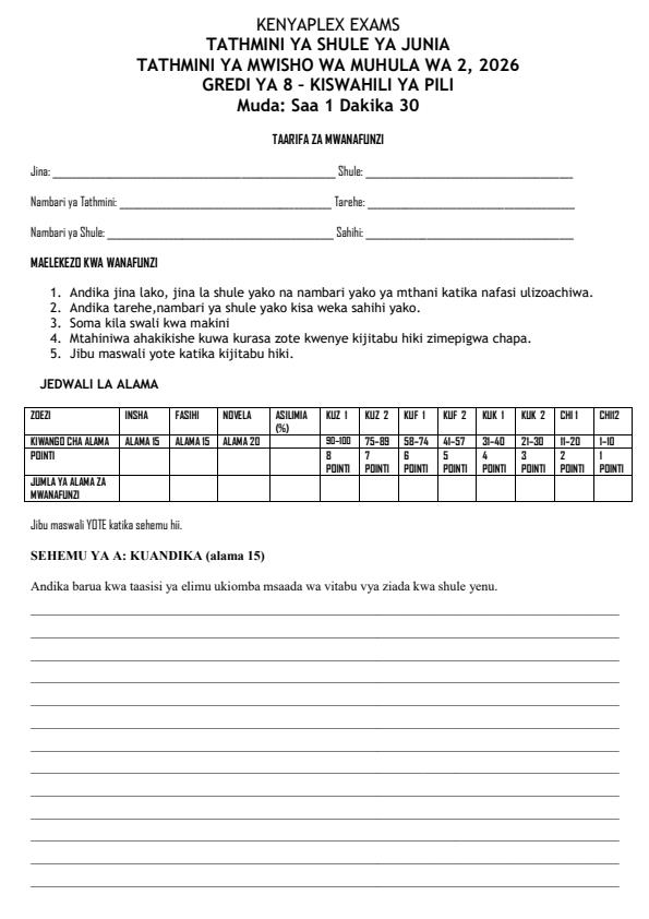 Preview page Grade-8-Kiswahili-Paper-2-End-Term-2-Exam-2026_6107_0.jpg