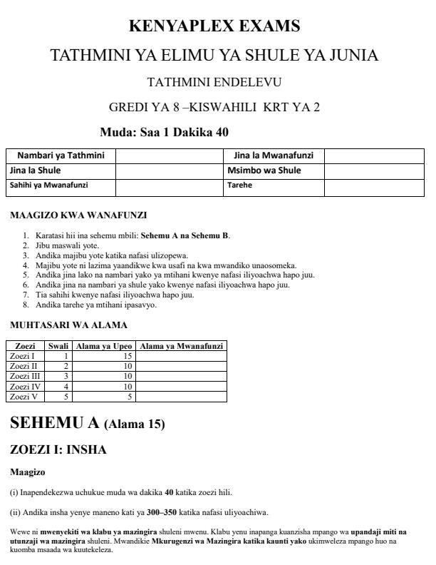 Preview page Grade-8-Kiswahili-Paper-2-End-Term-3-Set-2-Exam-2026_7177_0.jpg