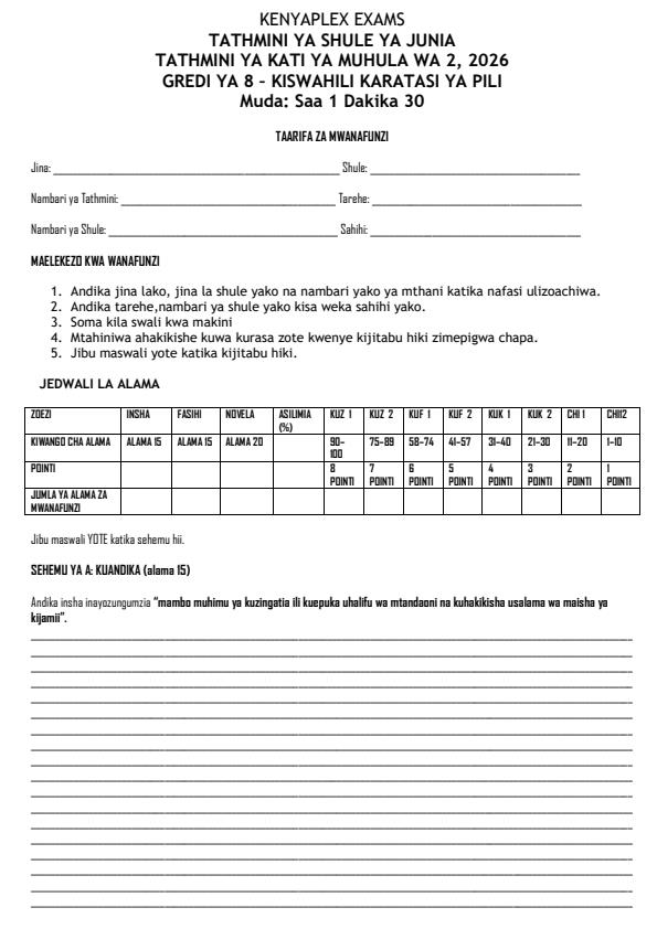 Preview page Grade-8-Kiswahili-Paper-2-Mid-Term-2-Exam-2026_5890_0.jpg