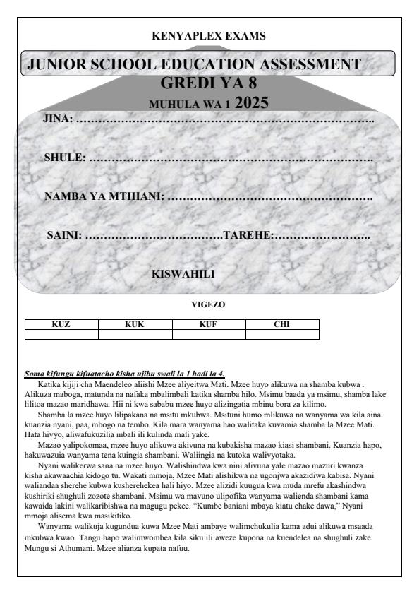 Preview page Grade-8-Kiswahili-Term-1-Opener-Exam-2025_3468_0.jpg
