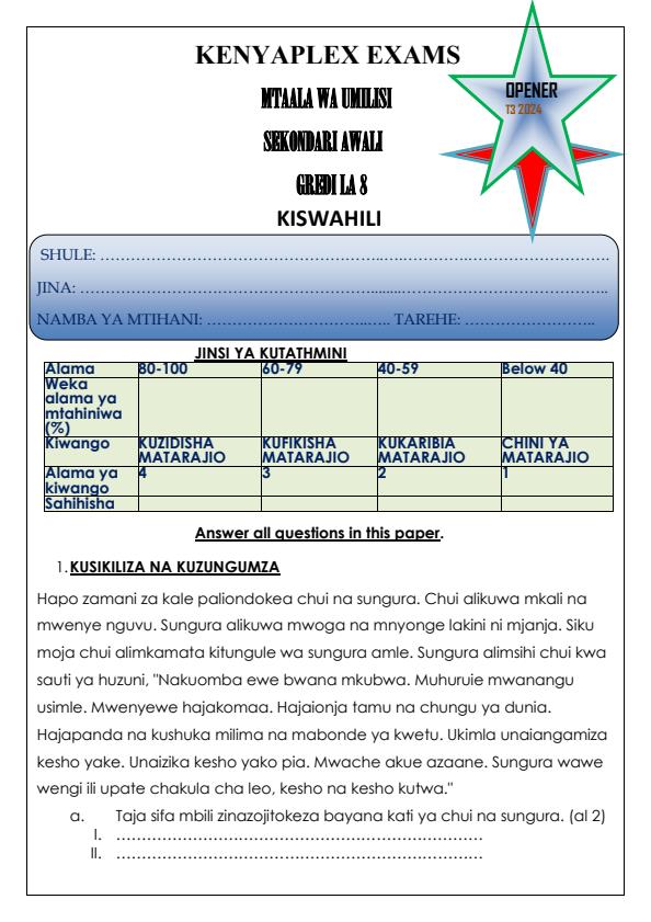 Preview page Grade-8-Kiswahili-Term-3-Opener-Exam-2024_2911_0.jpg