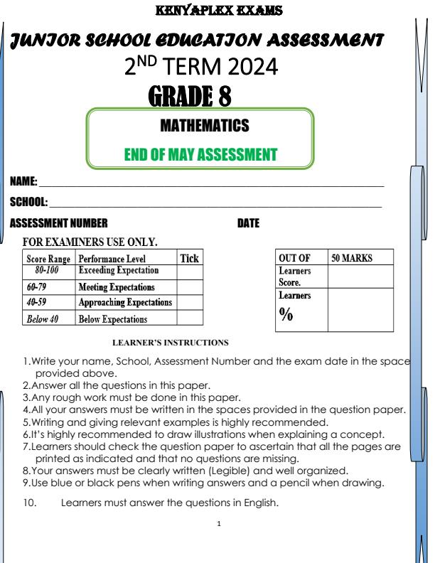 Preview page Grade-8-Mathematics-End-of-May-Assessment-Test-2024_2545_0.jpg