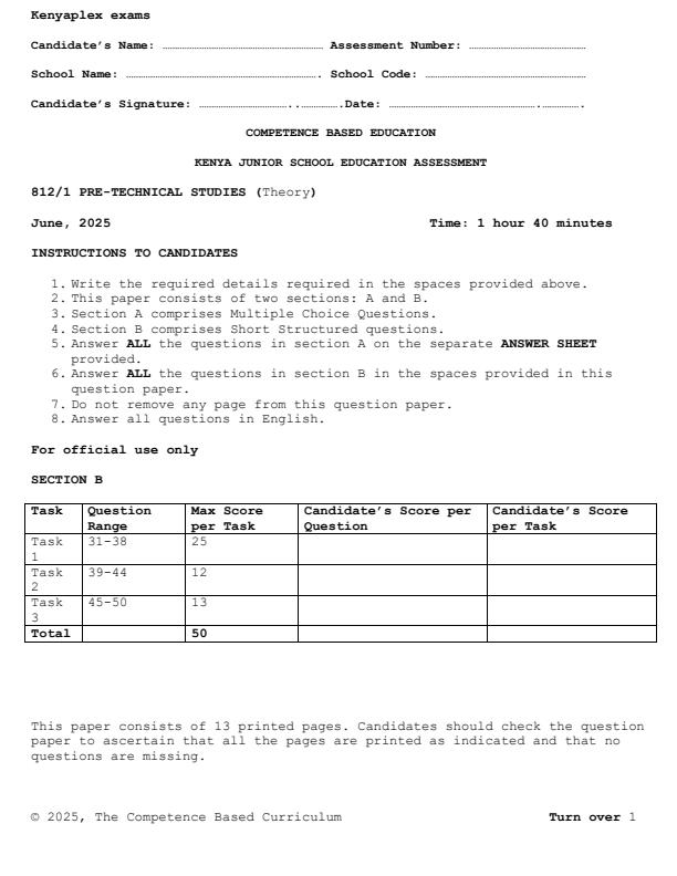 Preview page Grade-8-Pre-Technical-Studies-Paper-1-Mid-Term-2-Exam-2025_4176_0.jpg