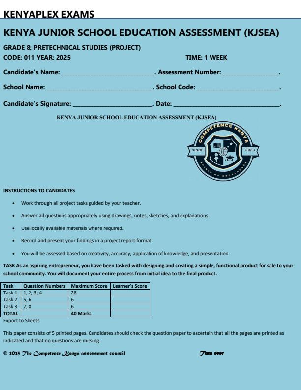 Preview page Grade-8-Pre-Technical-Studies-Paper-2-End-of-Term-3-Exam-2025_4851_0.jpg