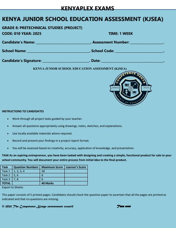 Preview page Grade-8-Pre-Technical-Studies-Paper-2-Mid-Term-3-Exam-2025_4684_0.jpg