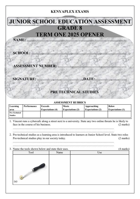Preview page Grade-8-Pre-Technical-Studies-Term-1-Opener-Exam-2025_3470_0.jpg