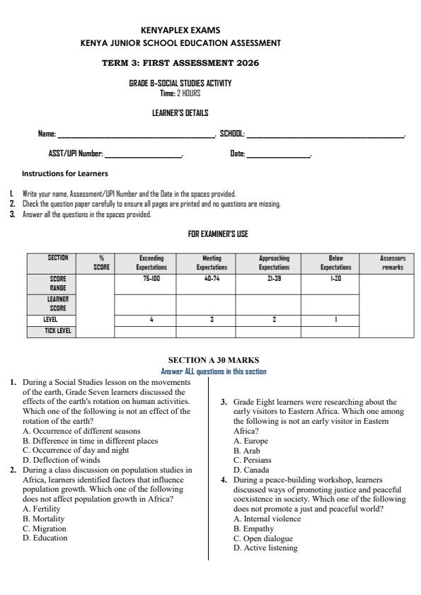 Preview page Grade-8-Social-Studies-Activity-Term-3-Opener-Exam-2026_6555_0.jpg